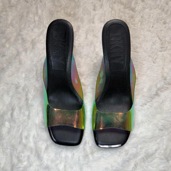 DKNY Iridescent Holographic Heeled Mulees - Picture 4 of 7